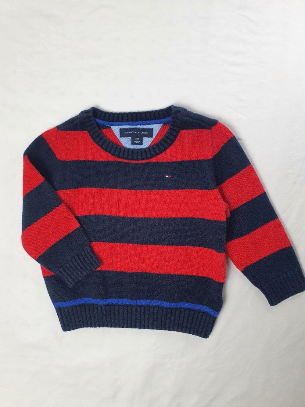 Tommy Hilfiger Striped Crewneck Knit Cotton Sweater - Size 18 Months